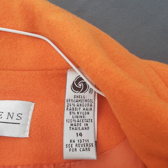 Valerie Stevens Coat Womens 14 Orange Wool Angora Button up Lined Outdoor EUC - Picture 6 of 9